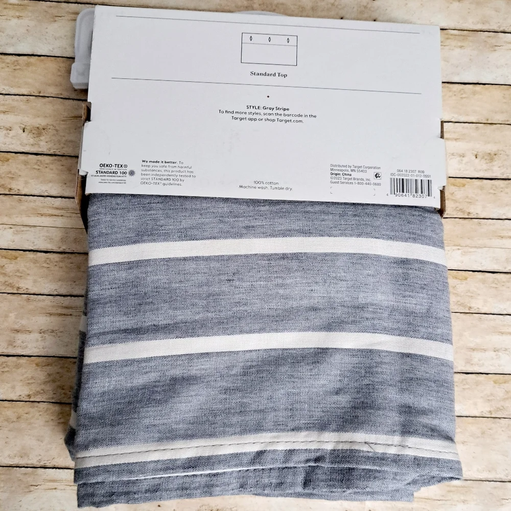 Threshold Gray Striped 100% Cotton Shower Curtain 72